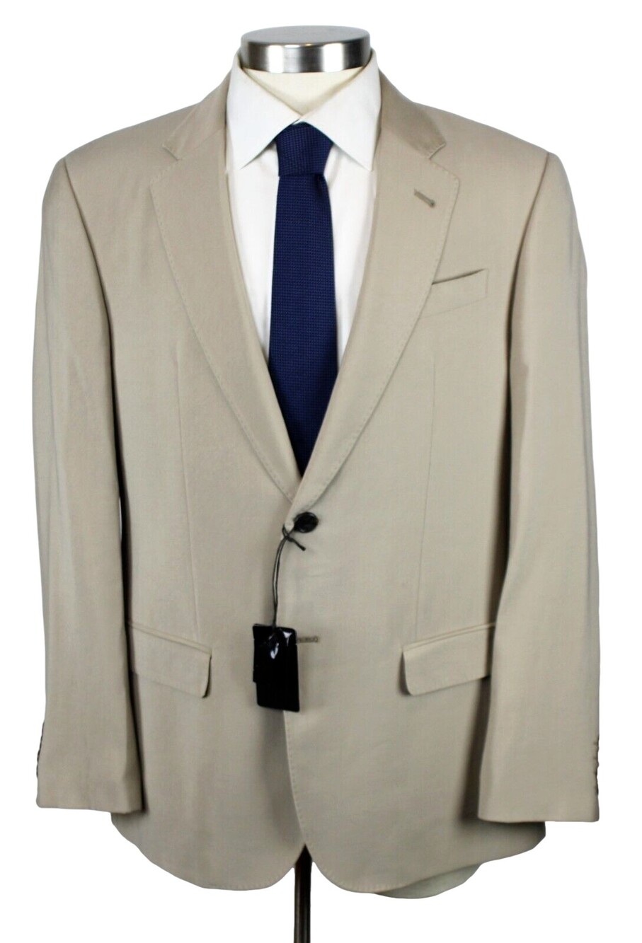 Emporio Armani Sport Coat 40 L Mens Beige Solid Viscose G Line Two Button Blazer